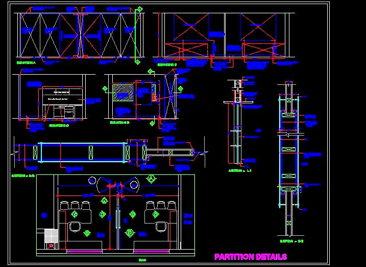 Office Cabin DWG- Elevations, Sections, Storage, and Partitions